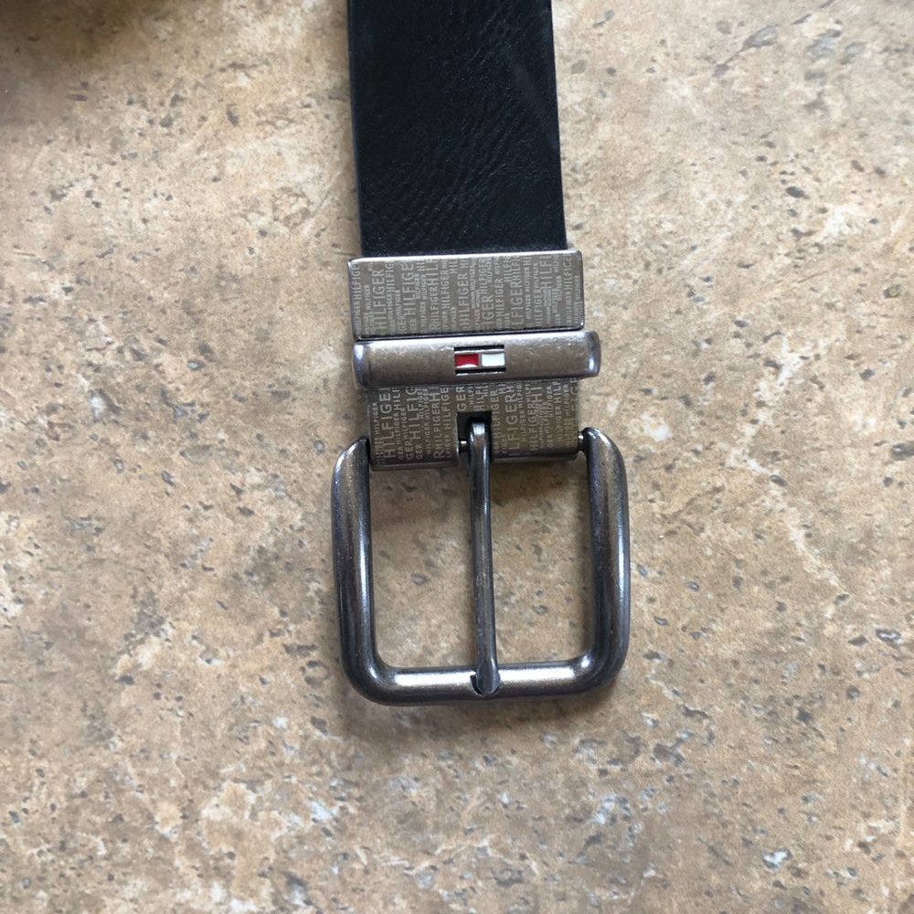 Tommy Hilfiger Black Belt with Silver Buckle